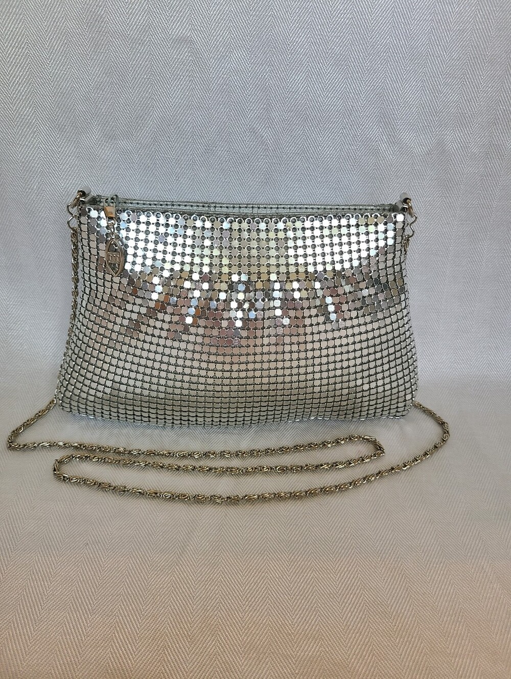 Silver Mesh Evening Crossbody Bag